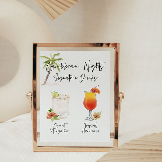 Caribbean Nights Cocktail Sign
