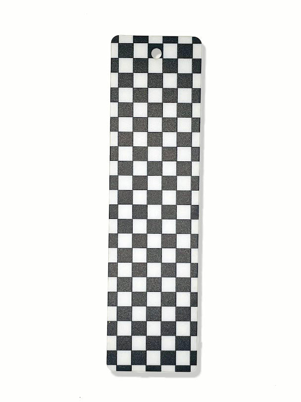 Black and White Checker Pattern Acrylic Bookmark