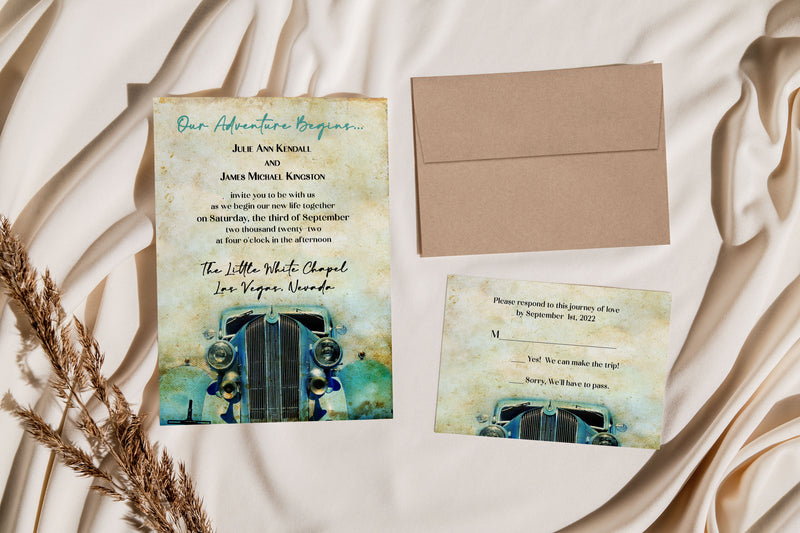 Classic Car Vintage Wedding Invitation