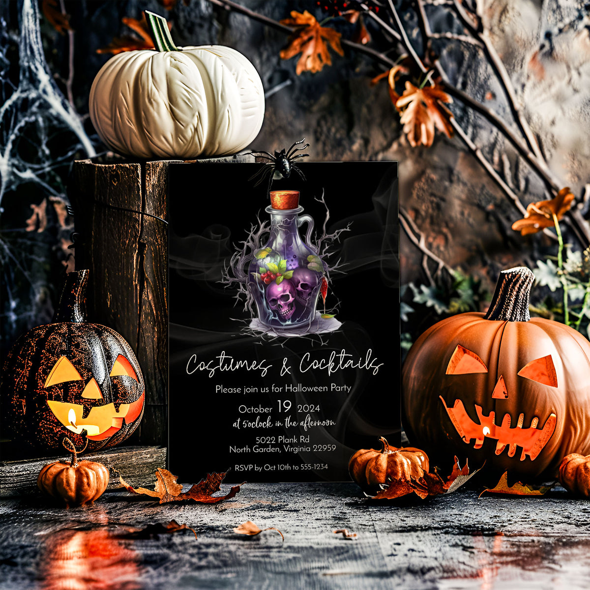 Costumes and Cocktails Halloween Invitation