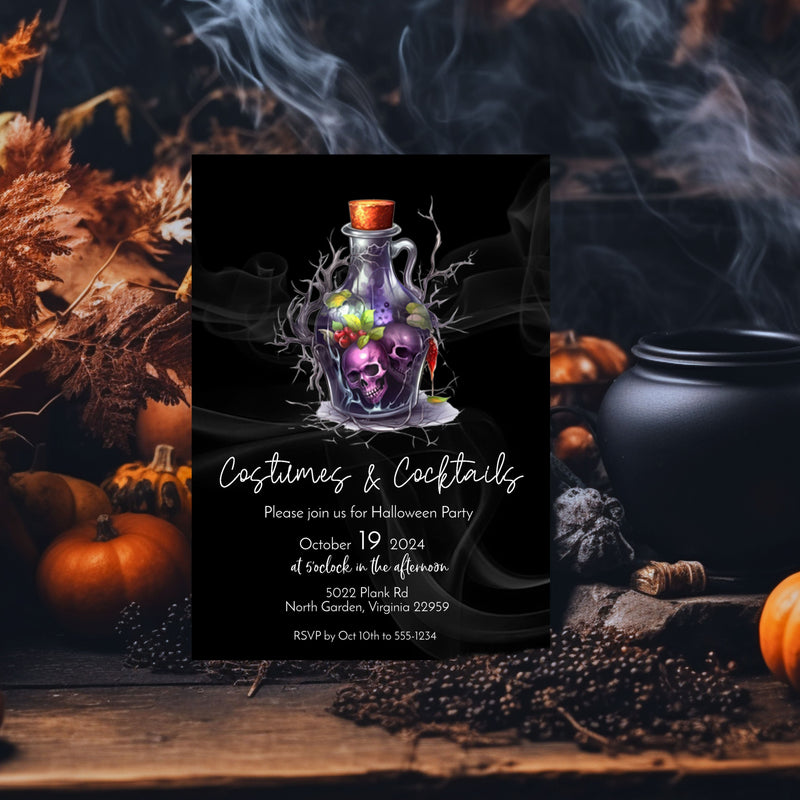 Costumes and Cocktails Halloween Invitation