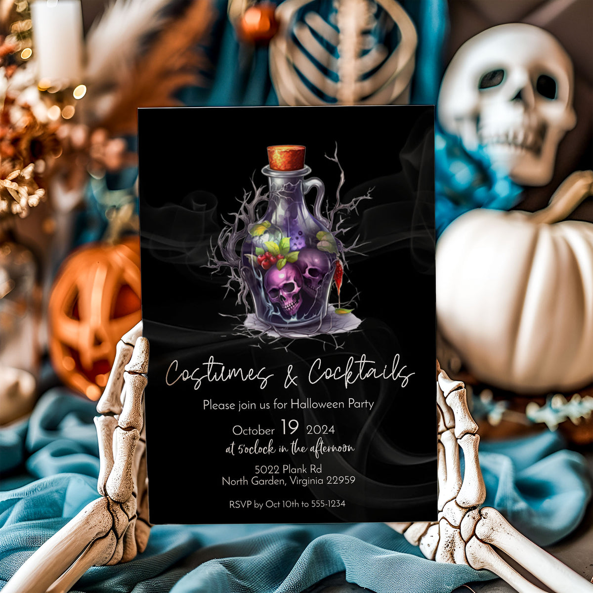 Costumes and Cocktails Halloween Invitation