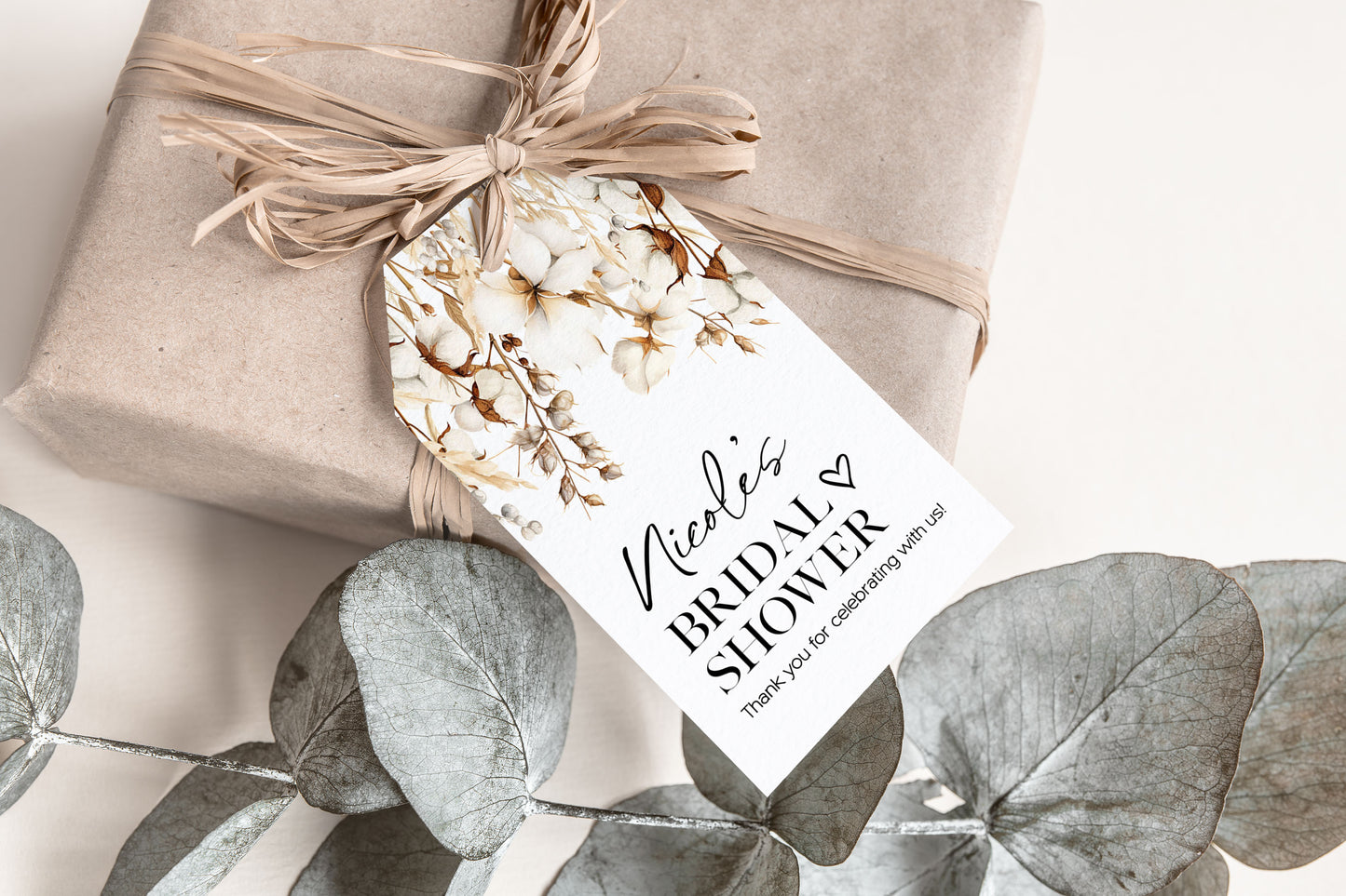 Cotton Boho Bridal Shower Gift Tag