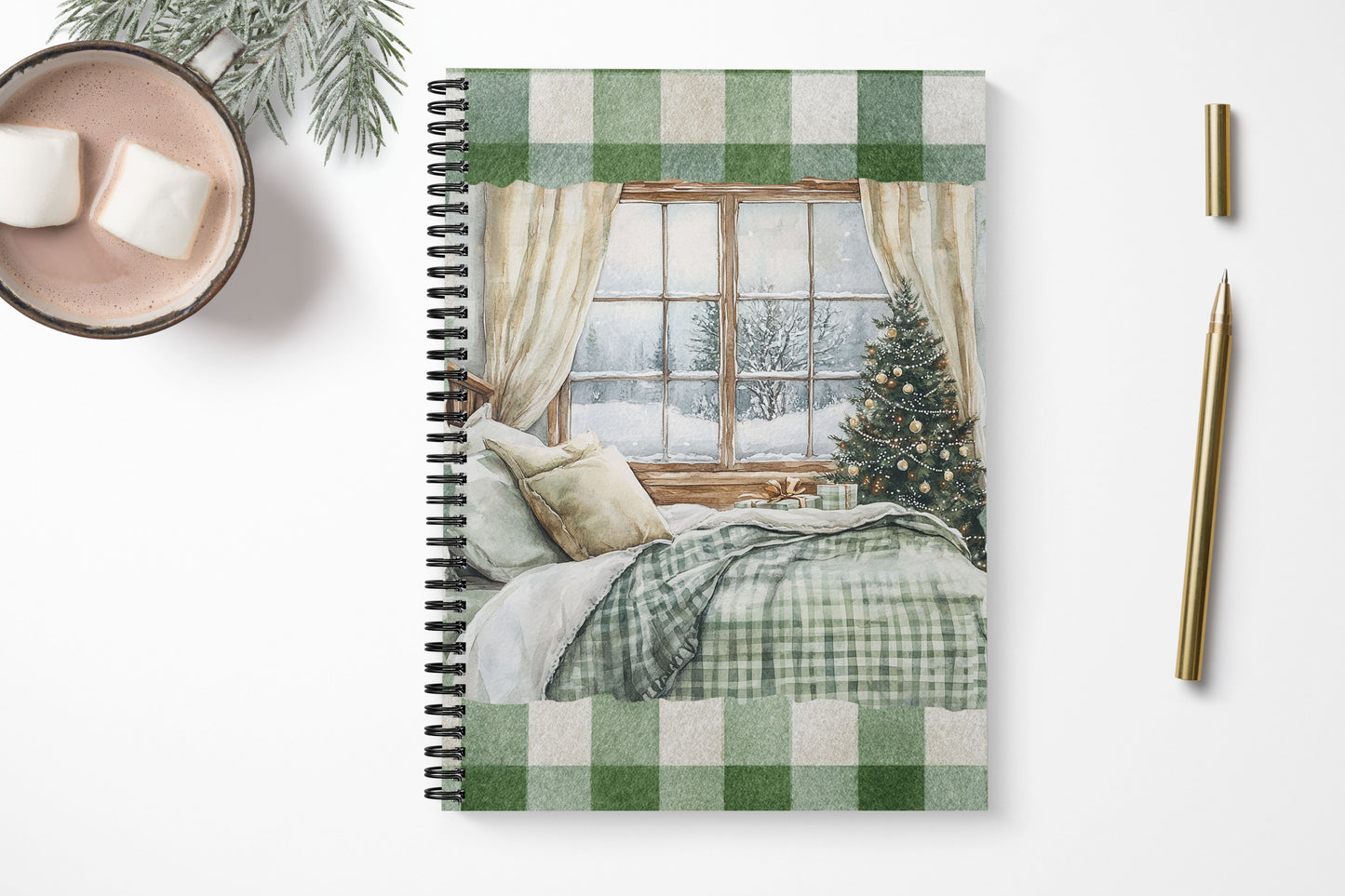 Winter Scene Evergreen Spiral Notebook