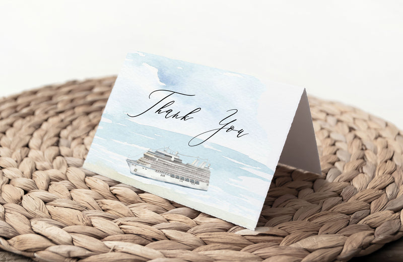 Watercolor Cruise Ship Thank You Card