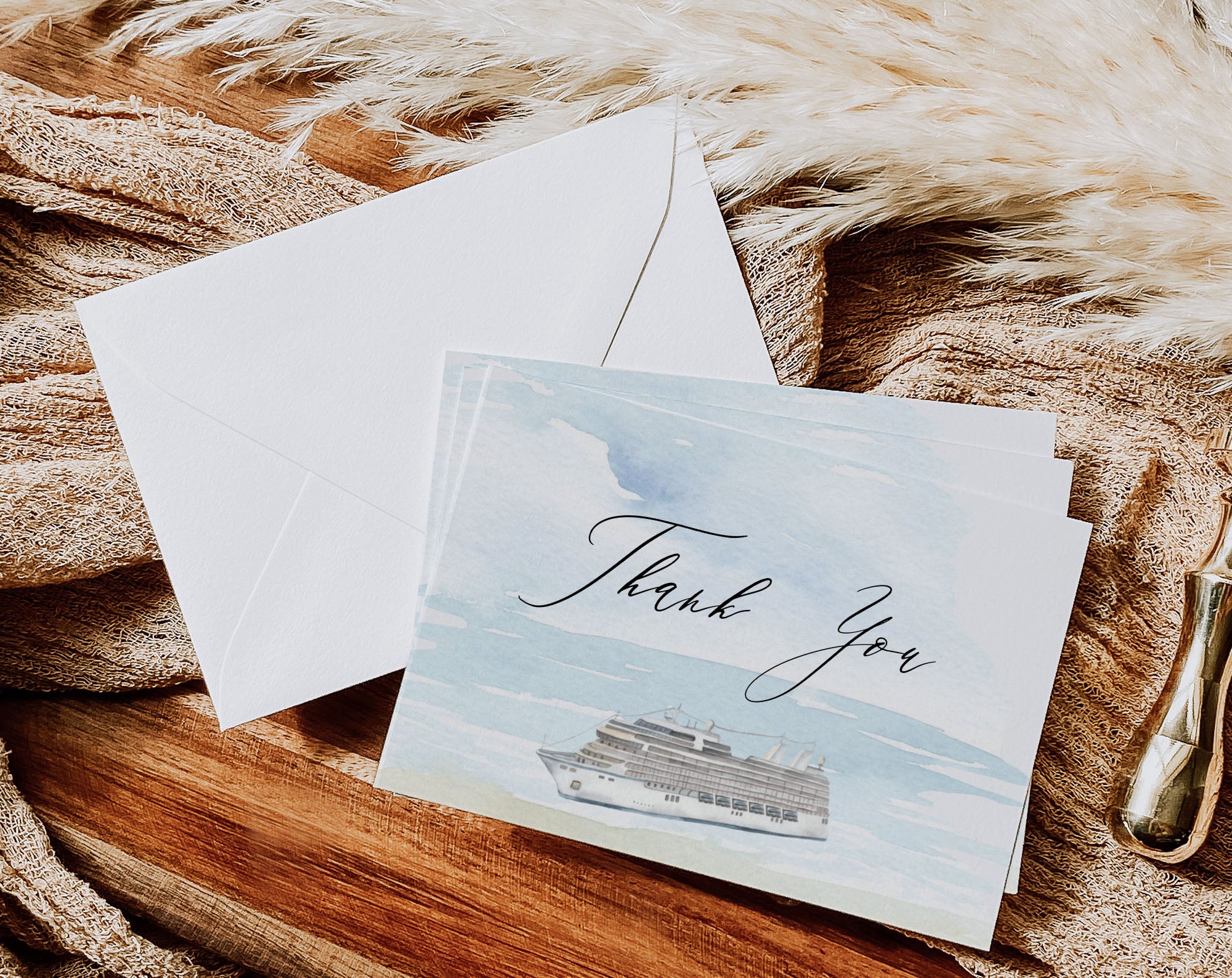 Watercolor Cruise Ship Thank You Card