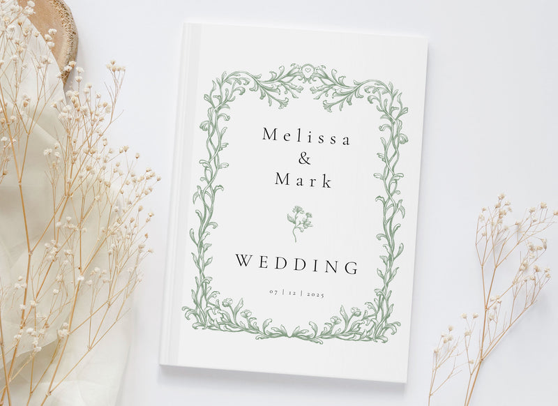 Elegant Greenery Olive Leaf Wedding Guest Book