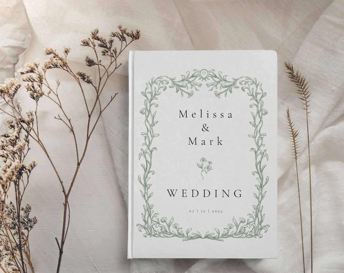 Elegant Greenery Olive Leaf Wedding Guest Book