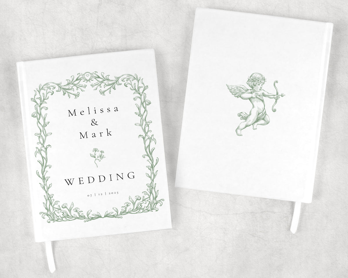 Elegant Greenery Olive Leaf Wedding Guest Book