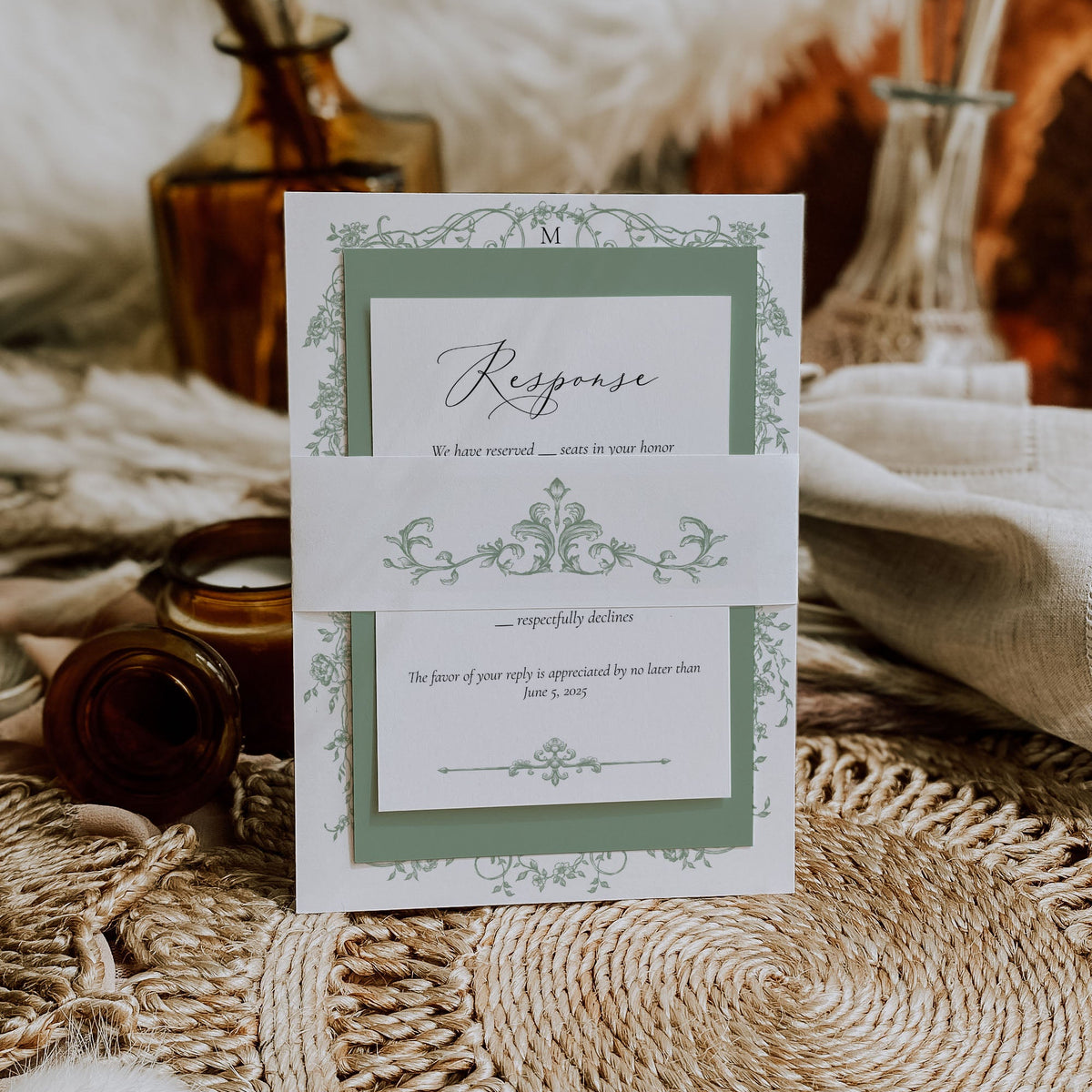 Elegant Greenery Olive Leaf Wedding Invitation Suite