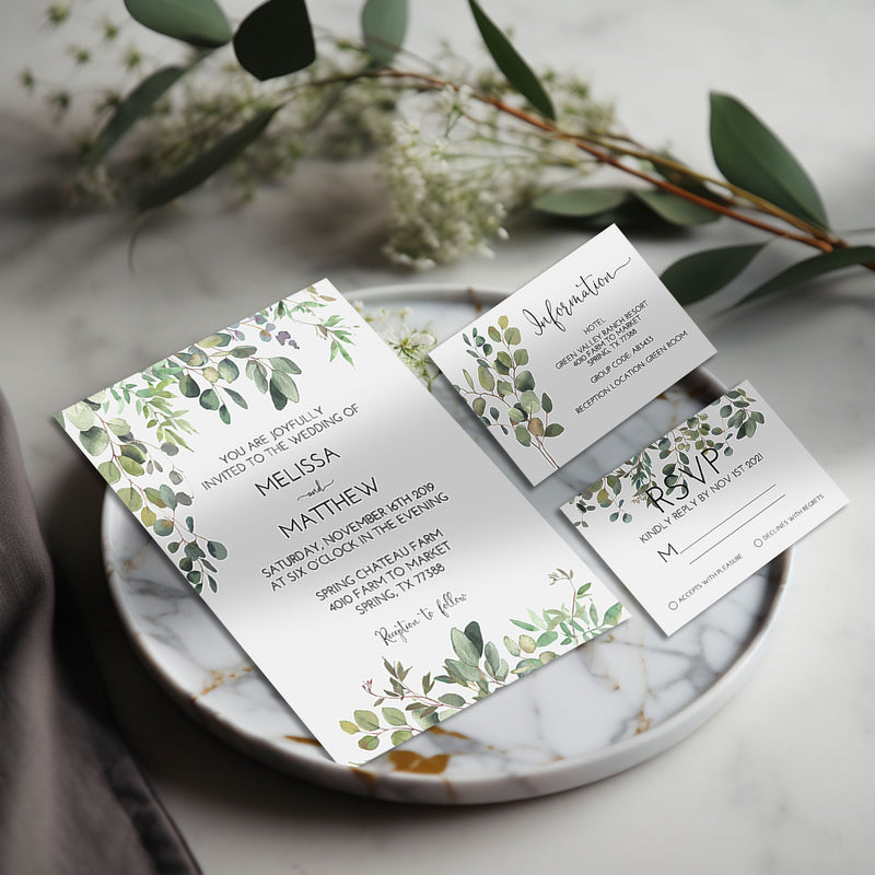 Eucalyptus Greenery Wedding Invitation