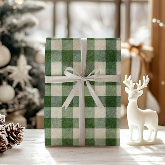 Winter Evergreen Checkered Wrapping Paper