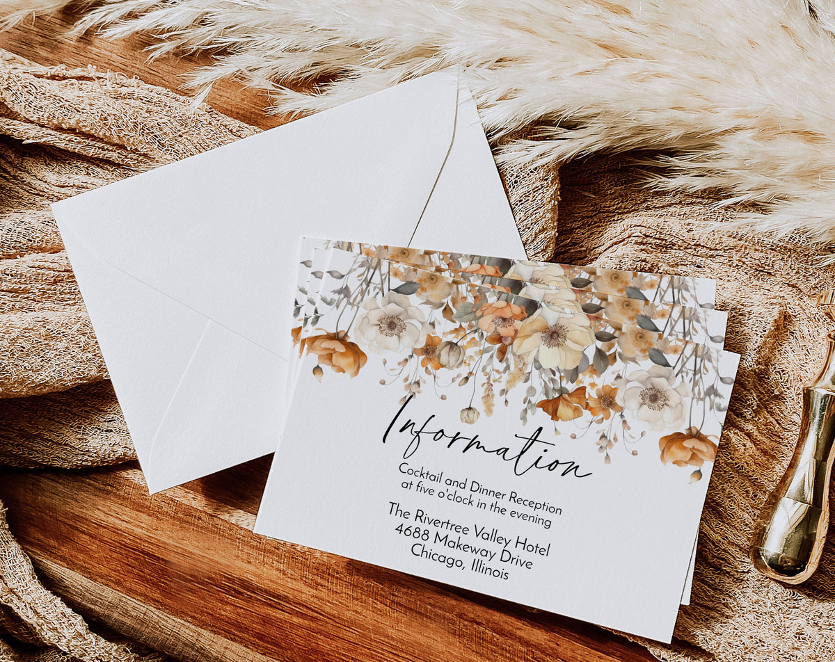 Fall Wildflower Floral Wedding Invitation Suite