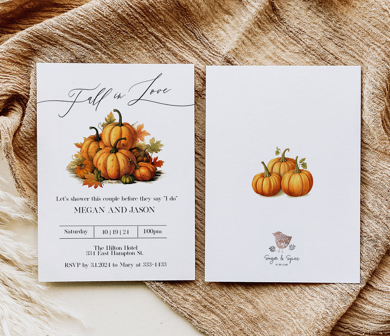 Fall in Love Pumpkins Bridal Shower Invitation