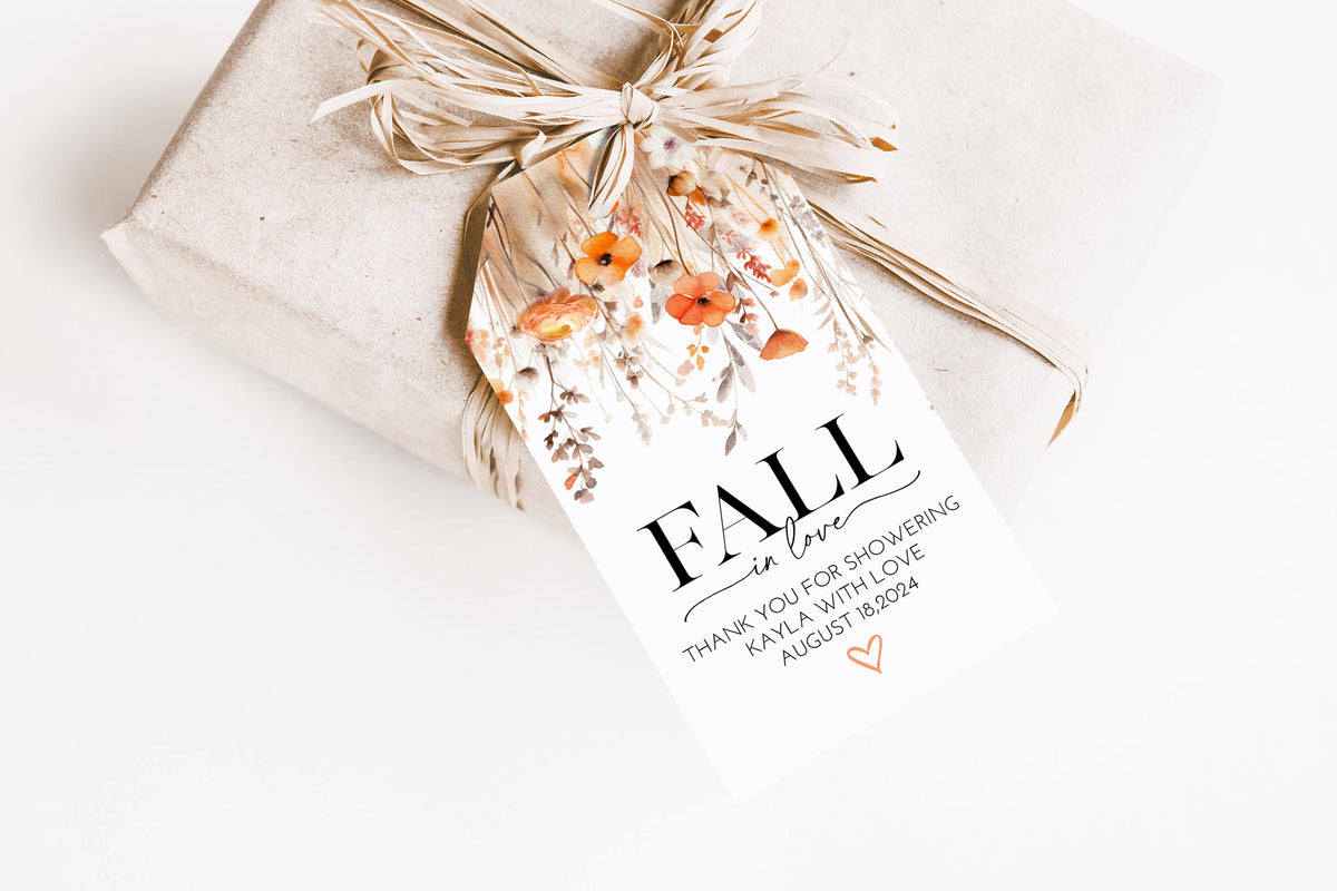 Fall in Love Bridal Shower Favor or Thank You Gift Tag