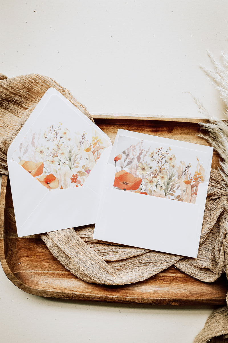 Watercolor Fall Wildflower Wedding Invitation