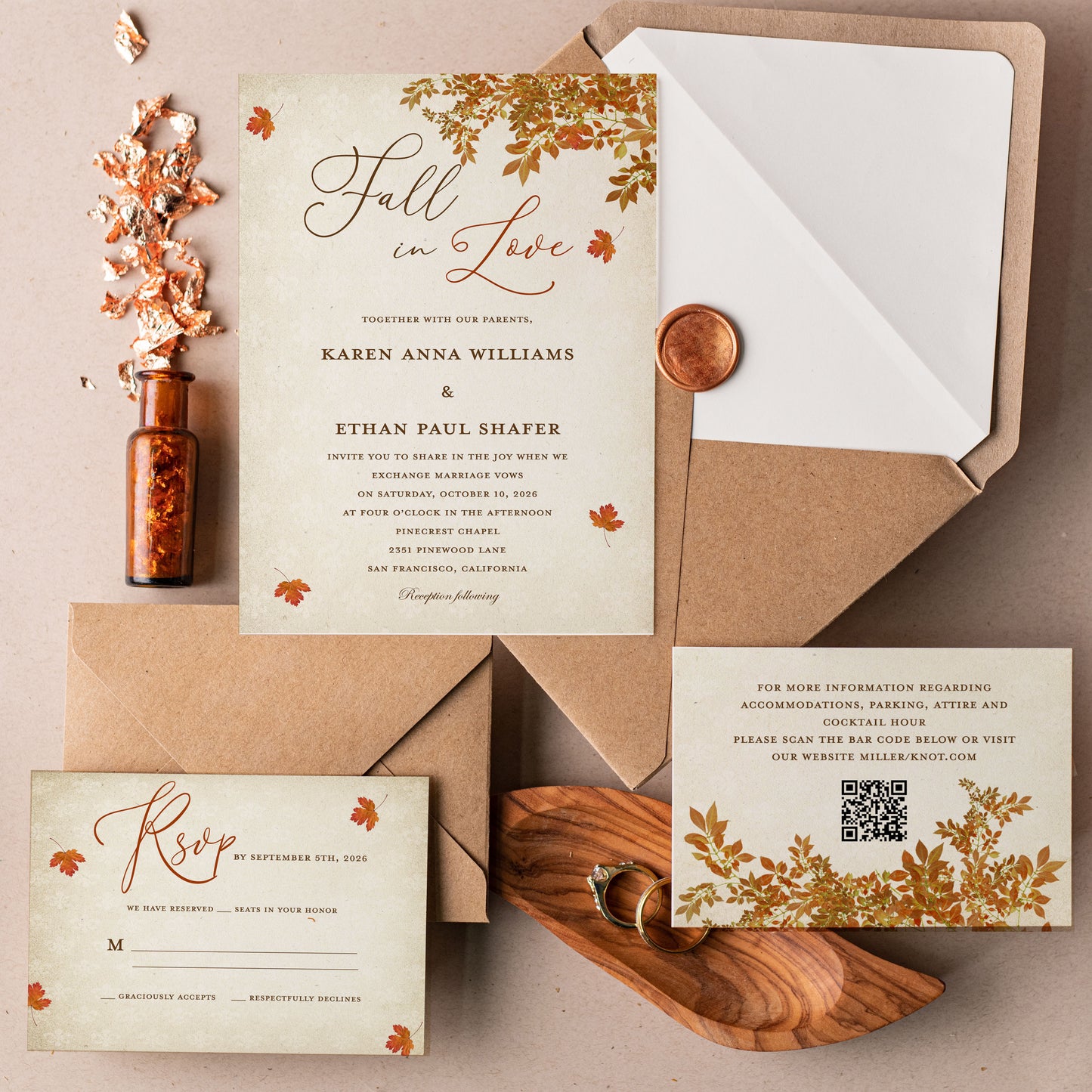 Fall In Love Wedding Invitation