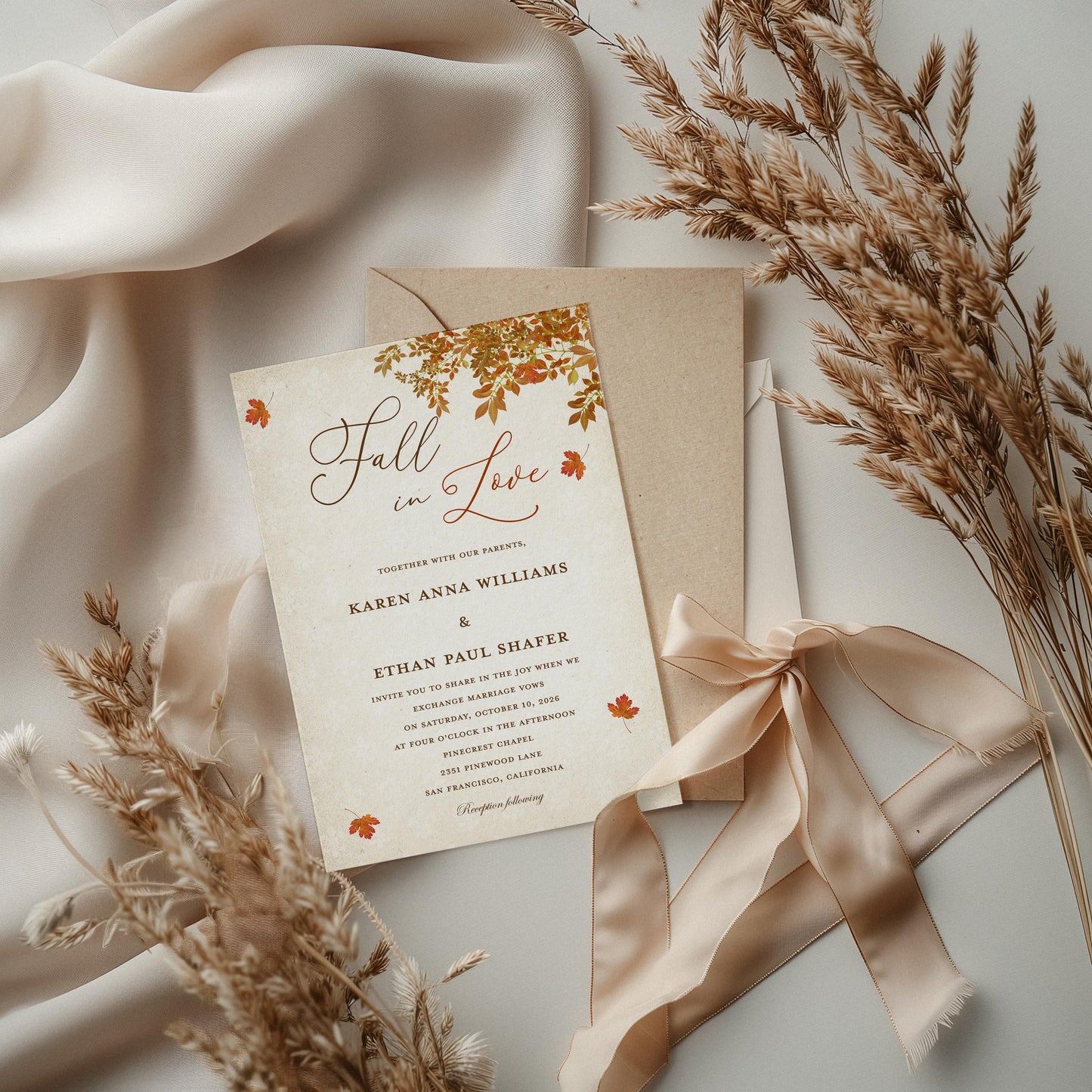 Fall In Love Wedding Invitation