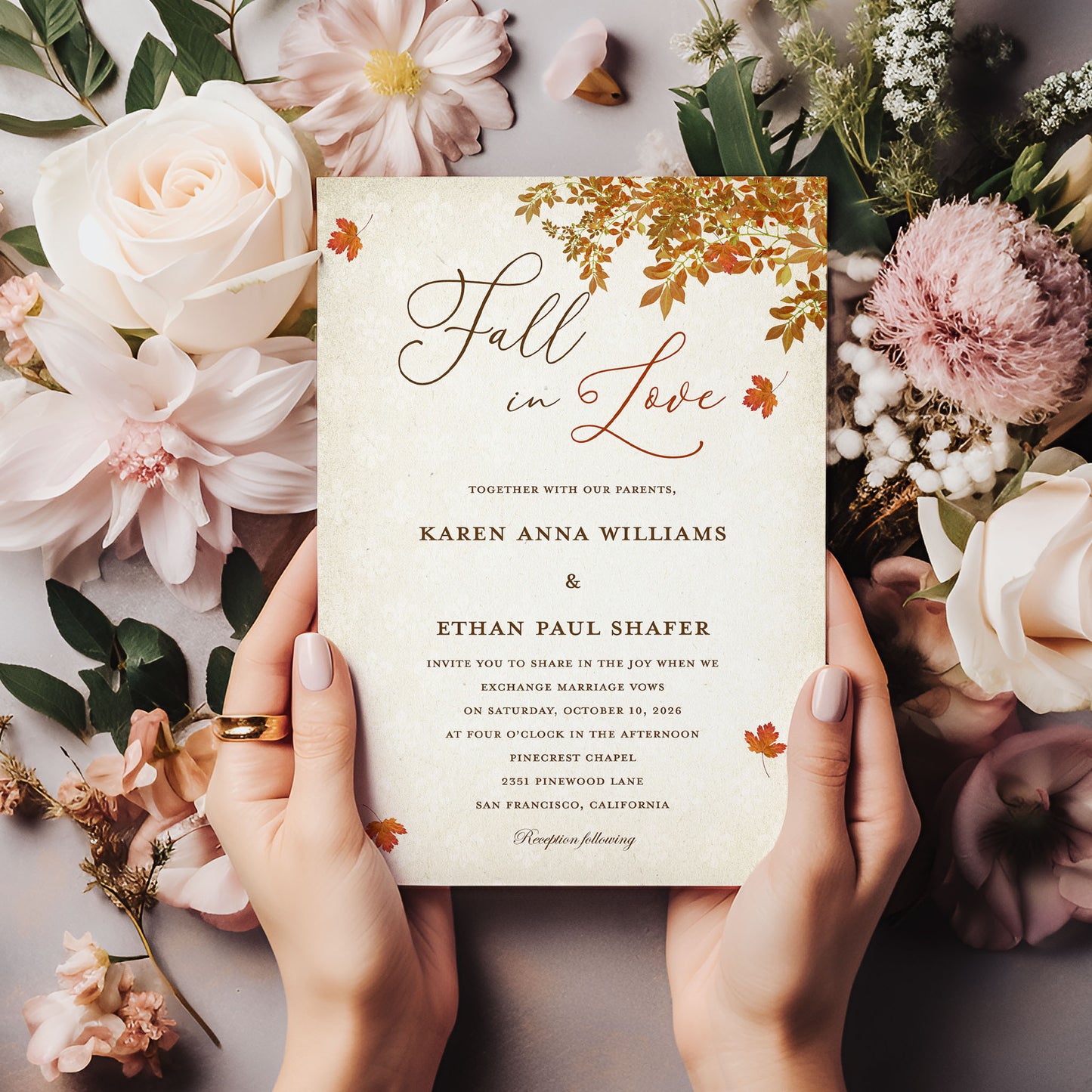 Fall In Love Wedding Invitation
