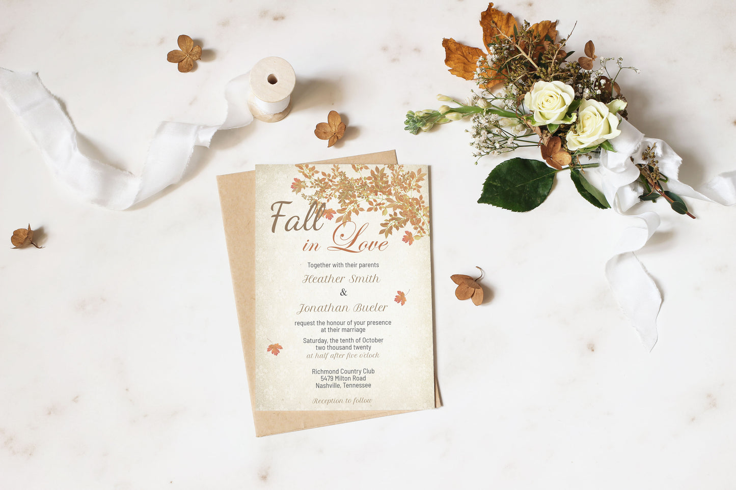 Fall In Love Rustic Maple Leaf Wedding Invitation