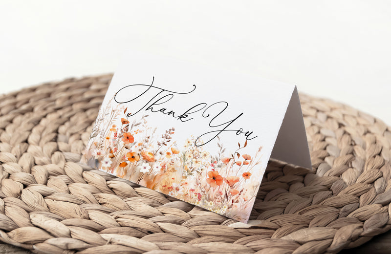 Fall Watercolor Floral Thank You Card