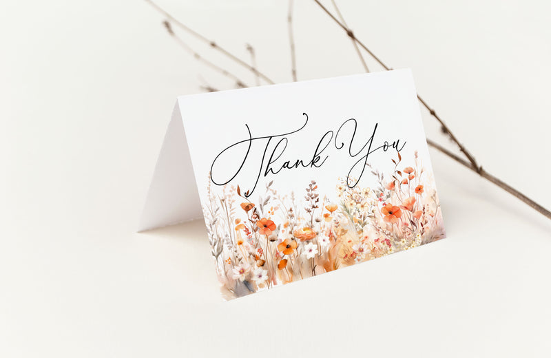 Fall Watercolor Floral Thank You Card