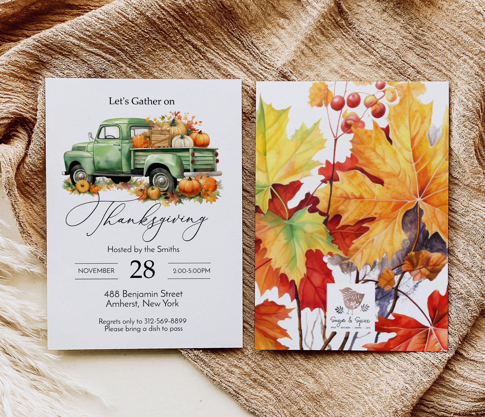 Pumpkin Farm Truck Thanksgiving Invitation