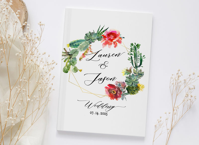 Fiesta Cactus Watercolor Wedding Guest Book