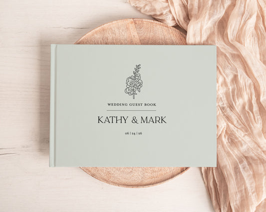 Floral Icon Modern Wedding Guest Book