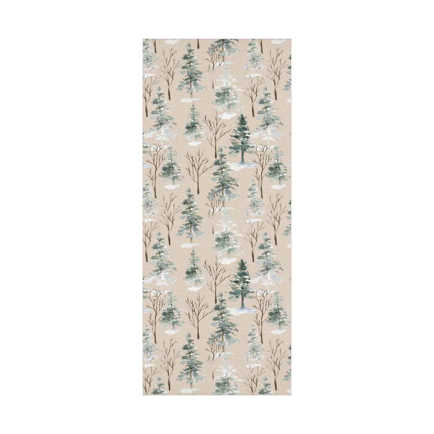 Woodland Watercolor Christmas Tree Kraft Wrapping Paper