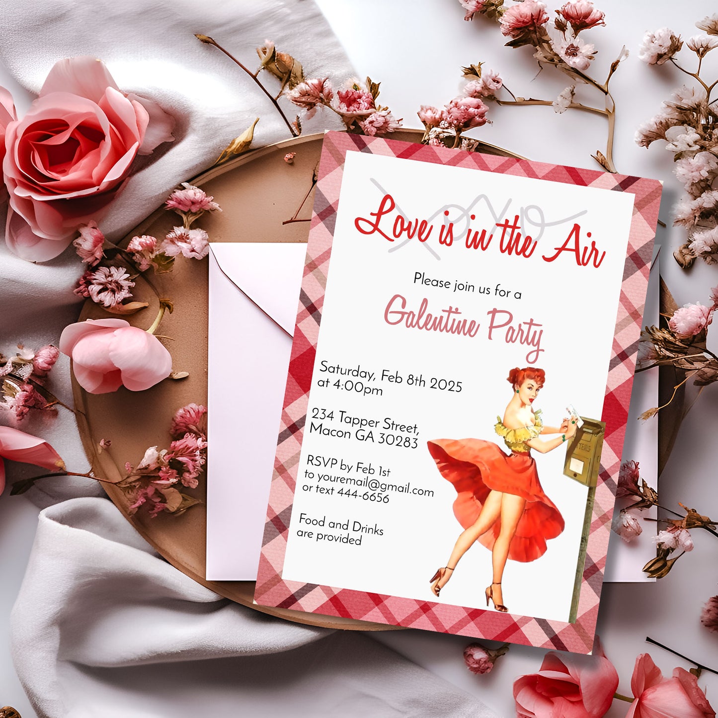Galentine's Girls Night Sexy Pin Up Girl Invitation