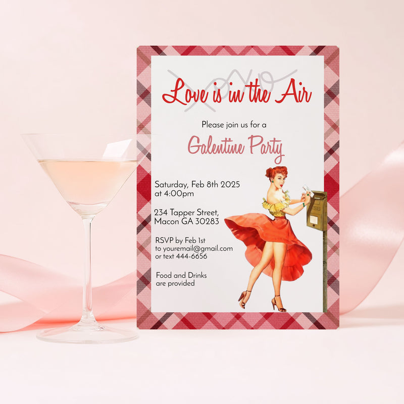 Galentine's Girls Night Sexy Pin Up Girl Invitation