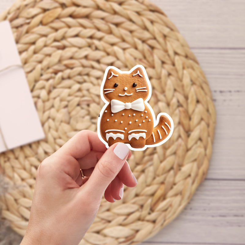 Gingerbread Cat Waterproof Stickers