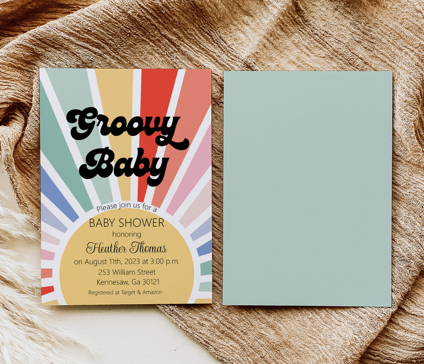 Groovy Rainbow Baby Shower Invitation