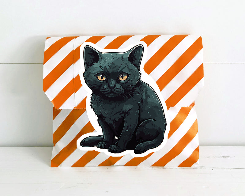 Black Halloween Cat Waterproof Stickers