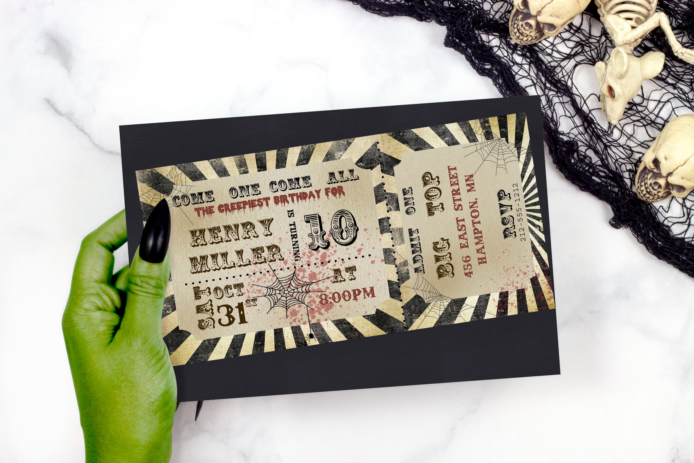 Creepy Circus Ticket Halloween Invitation