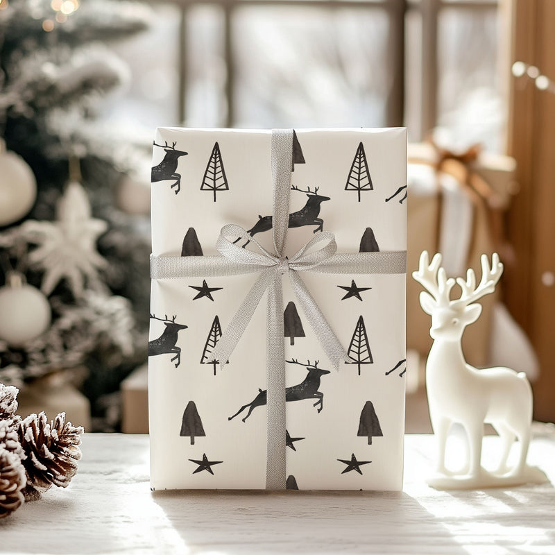 Hand Drawn Deer Christmas Wrapping Paper Sheets