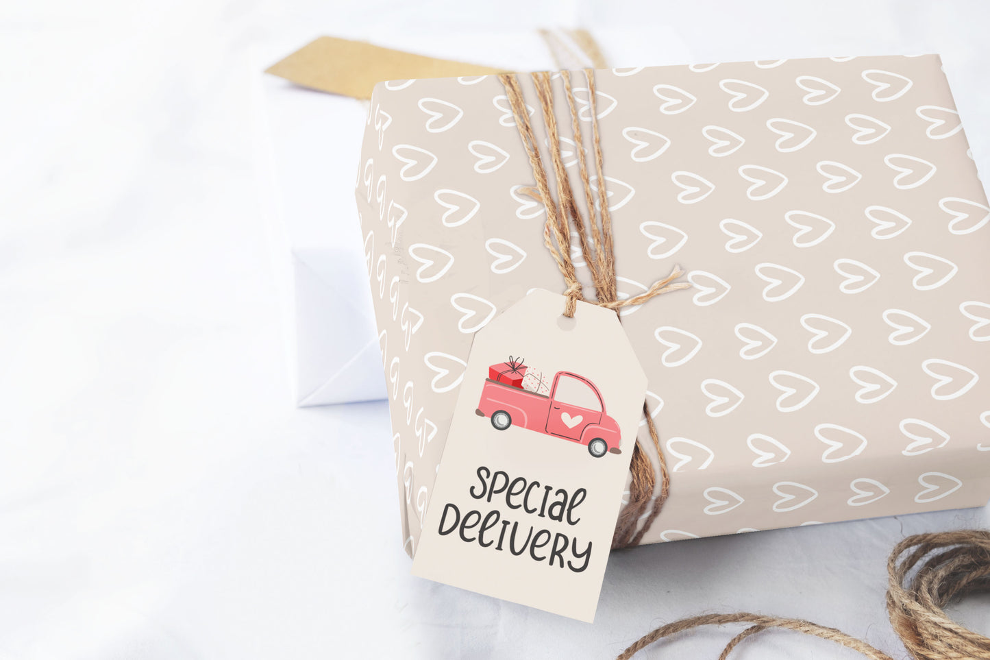 Valentine Beige Hearts Wrapping Paper Sheets