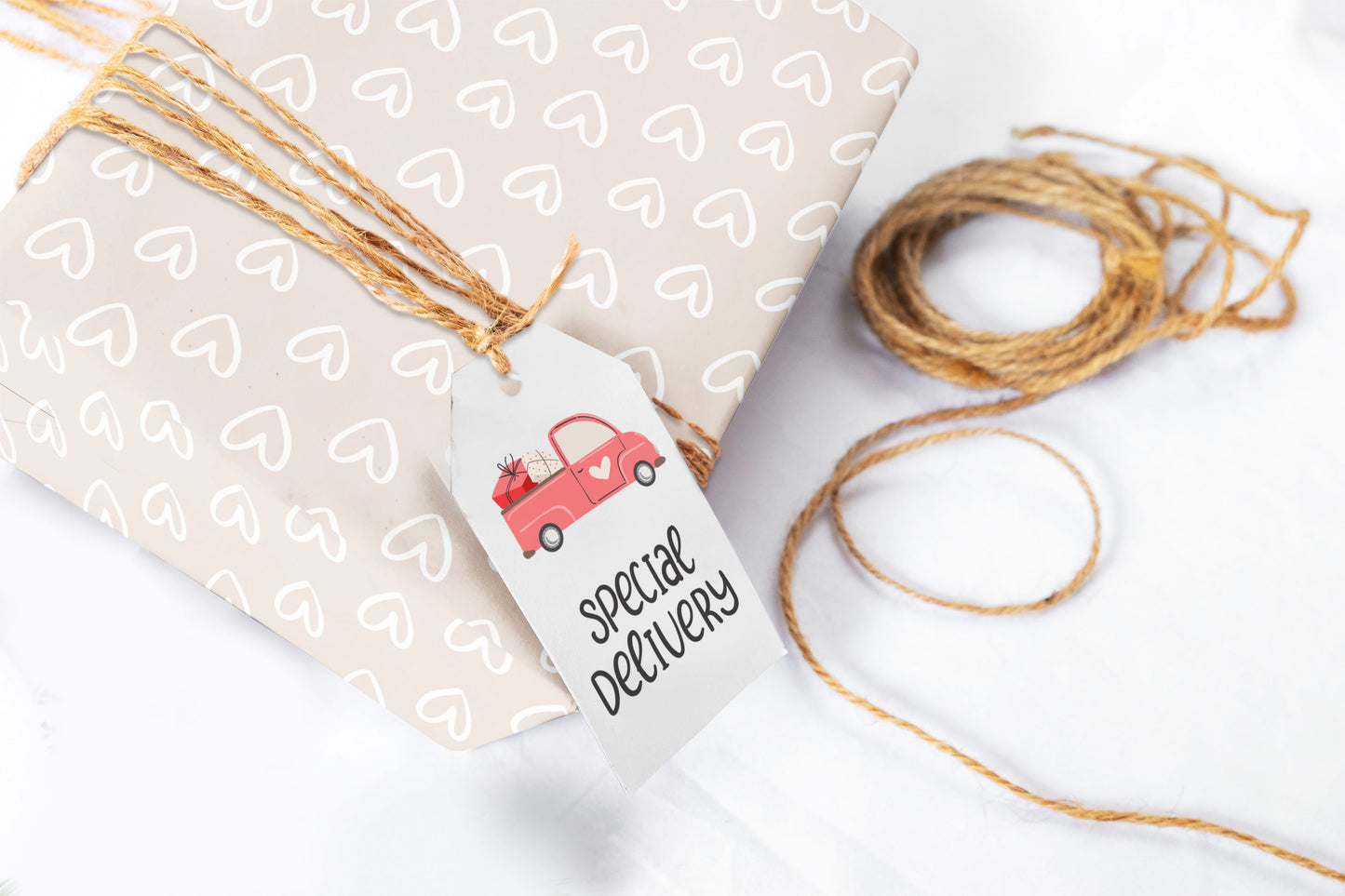 Valentine Beige Hearts Wrapping Paper Sheets