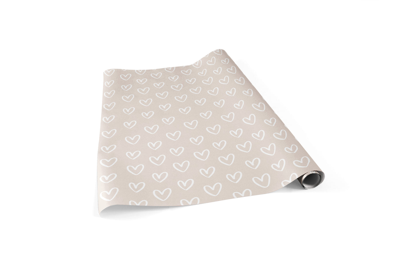 Valentine Beige Hearts Wrapping Paper Sheets