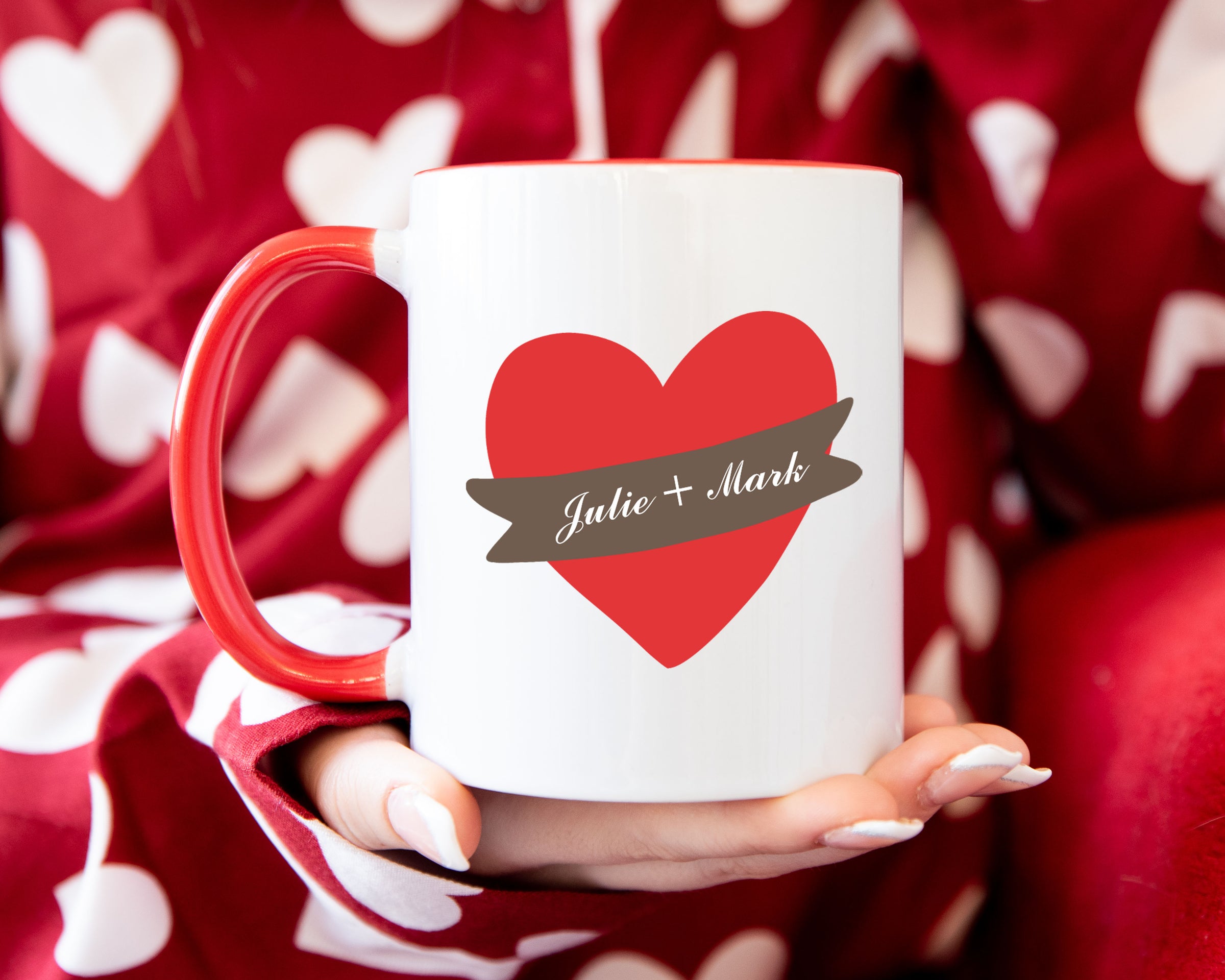 Valentine Heart Persoanlized Accent Coffee Mug