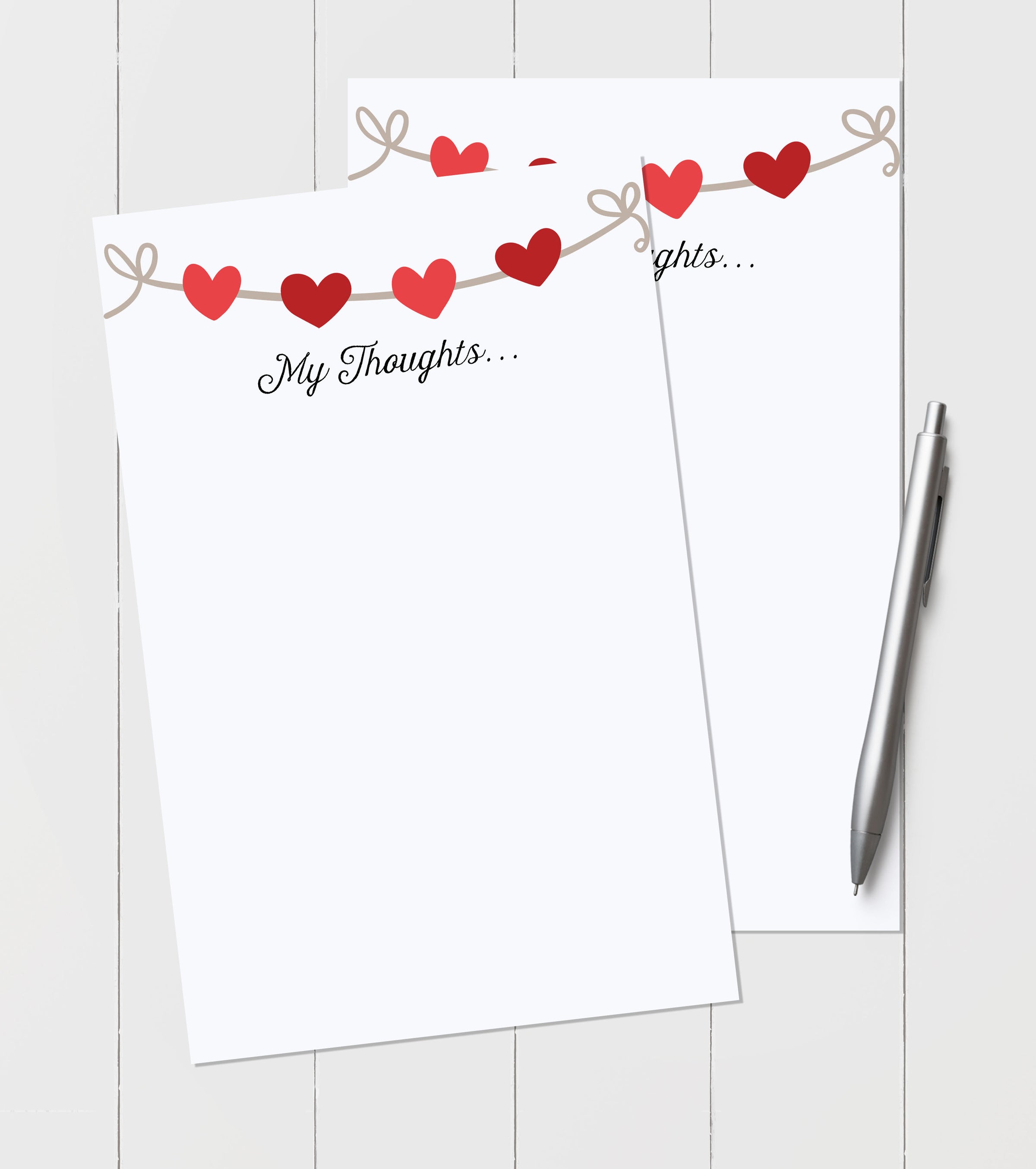 String of Hearts Valentines Notepad