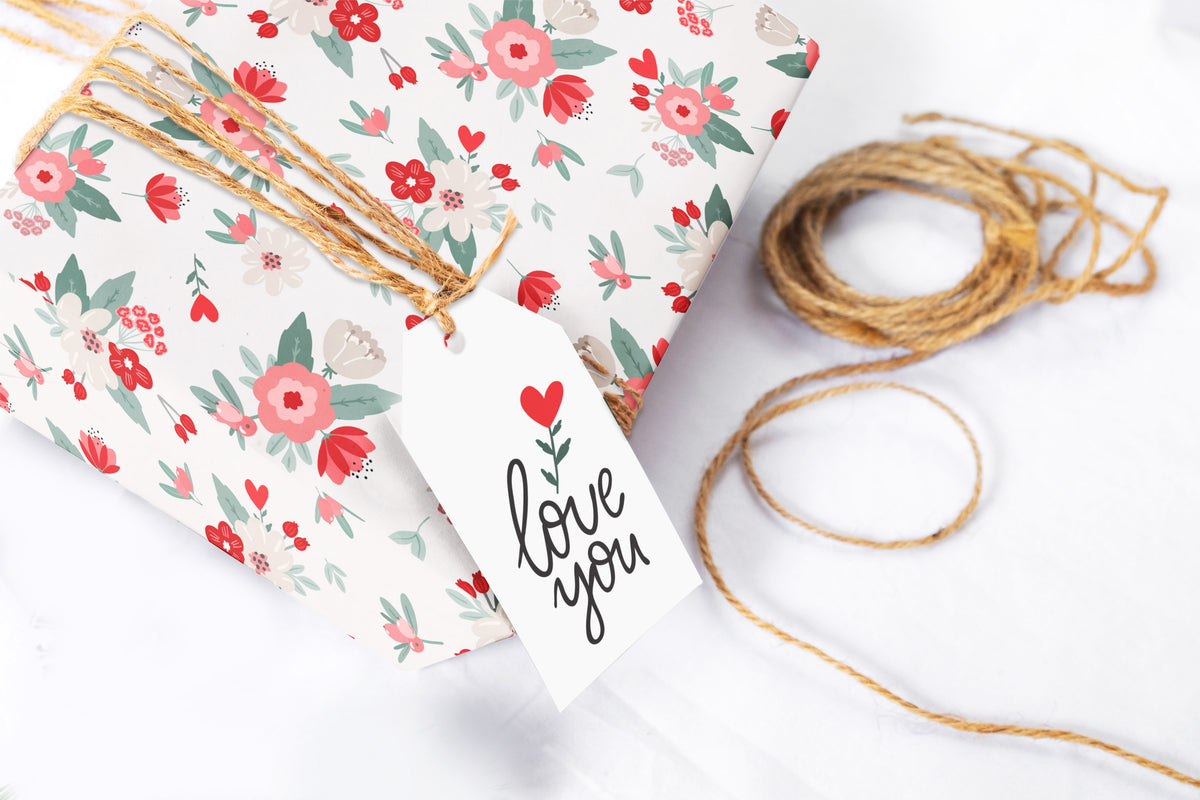 Valentine Pink Red Floral Wrapping Paper