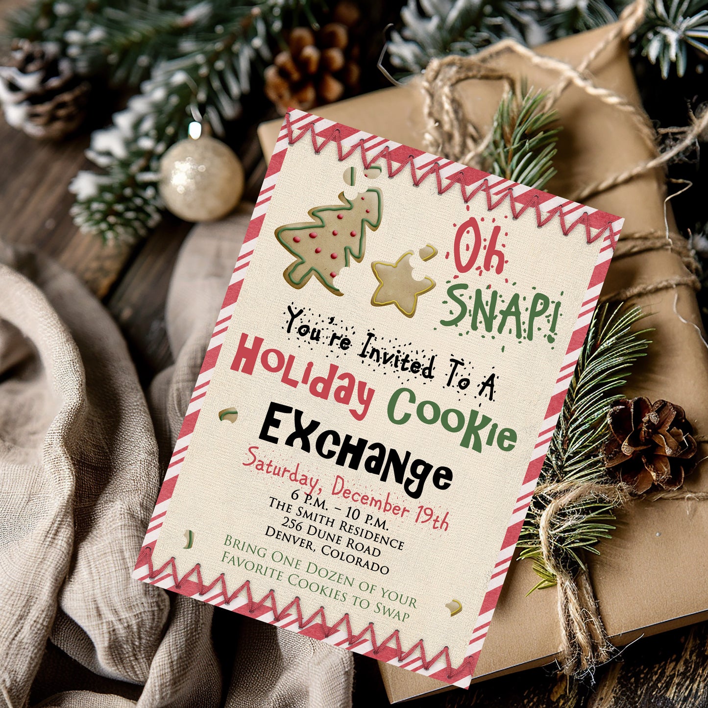 Oh Snap! Holiday Cookie Exhange Christmas Invitation