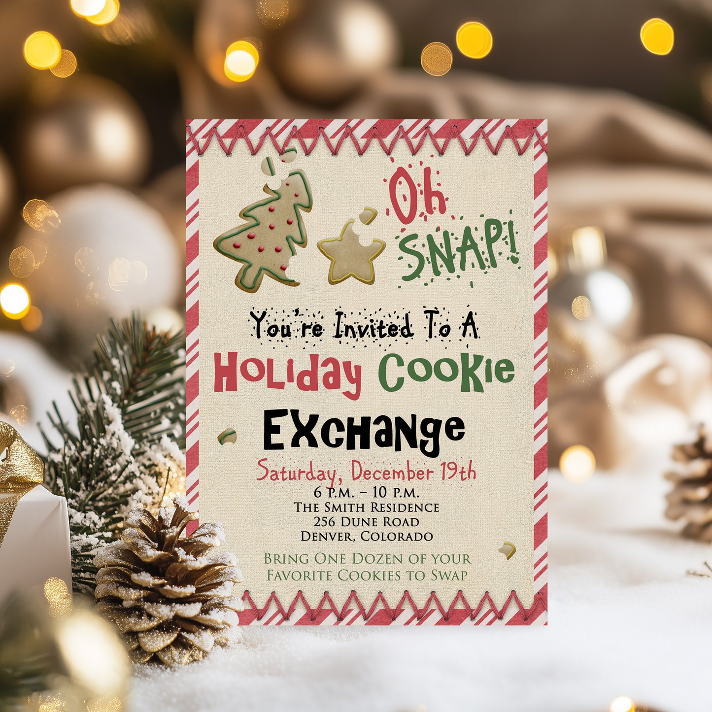 Oh Snap! Holiday Cookie Exhange Christmas Invitation
