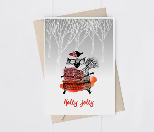 Holly Jolly Cat Greeting Card