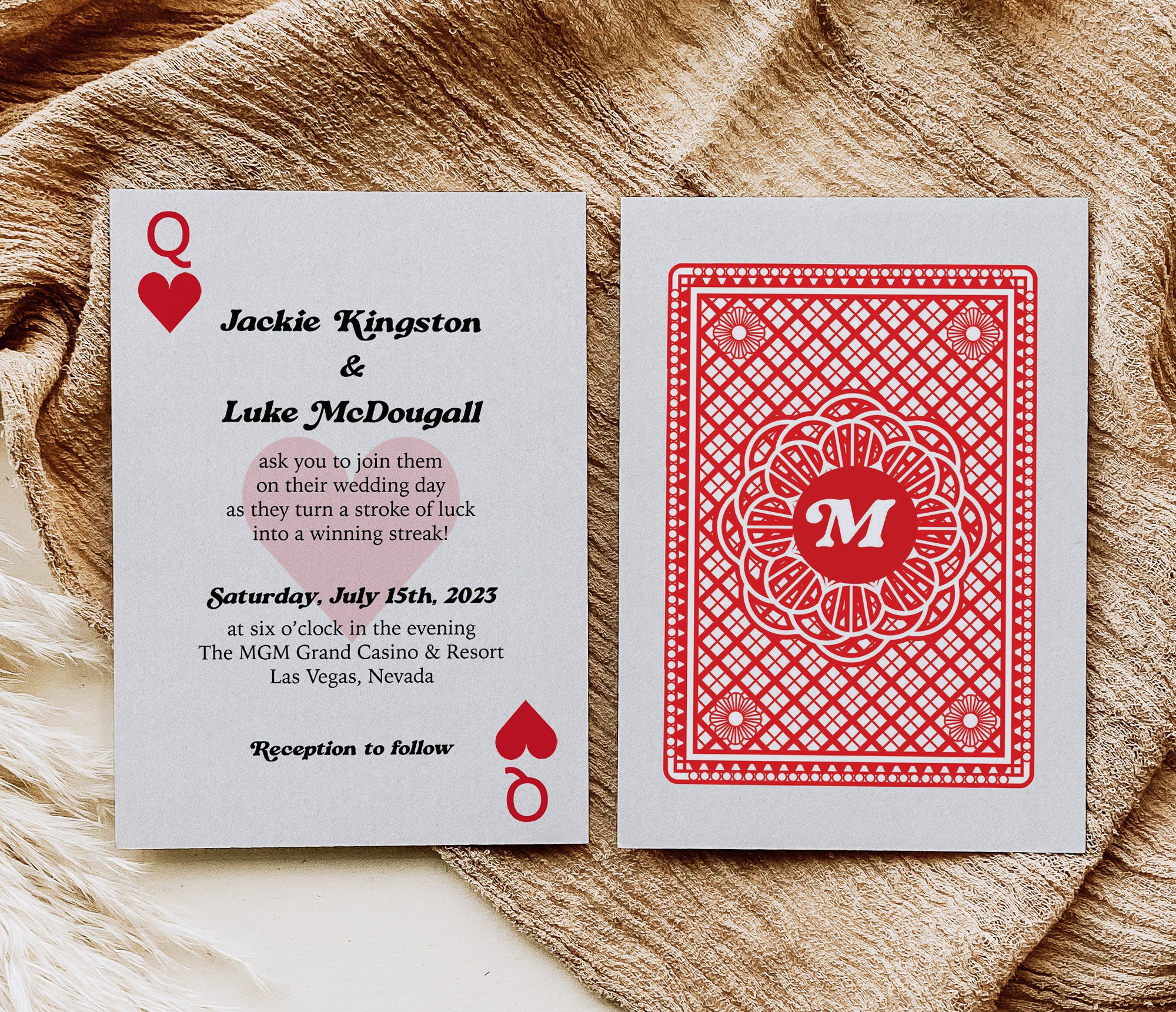 Queen of Hearts Playing Cards Wedding Invitation