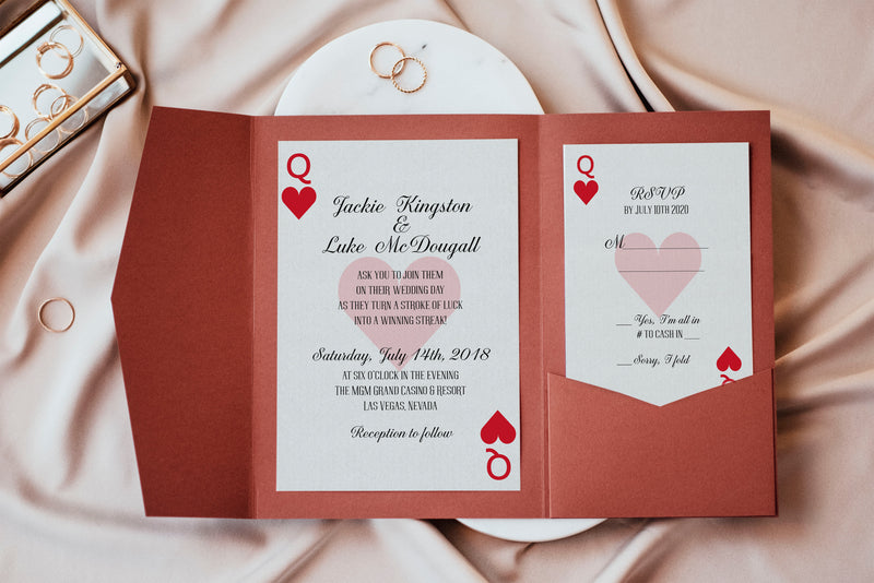 Queen of Hearts Playing Cards Wedding Invitation