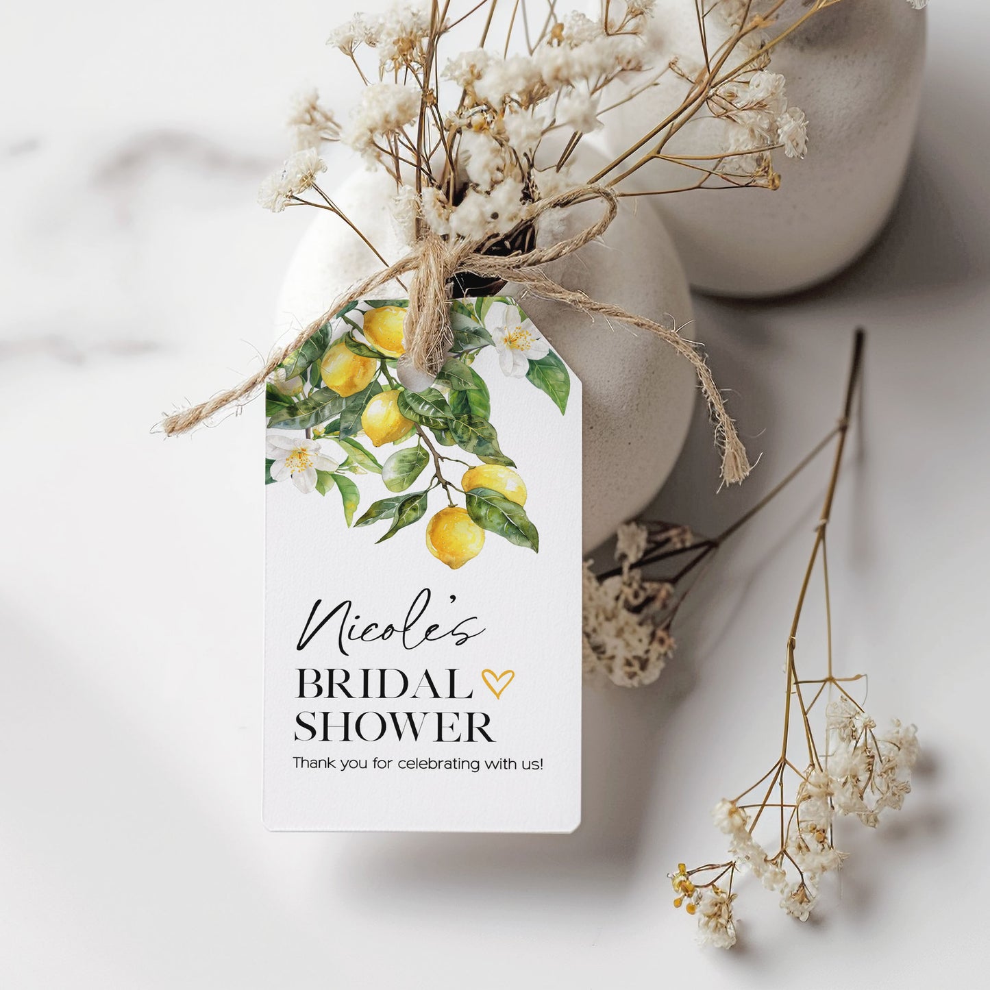 Lemon Floral Bridal Shower Favor Gift Tag