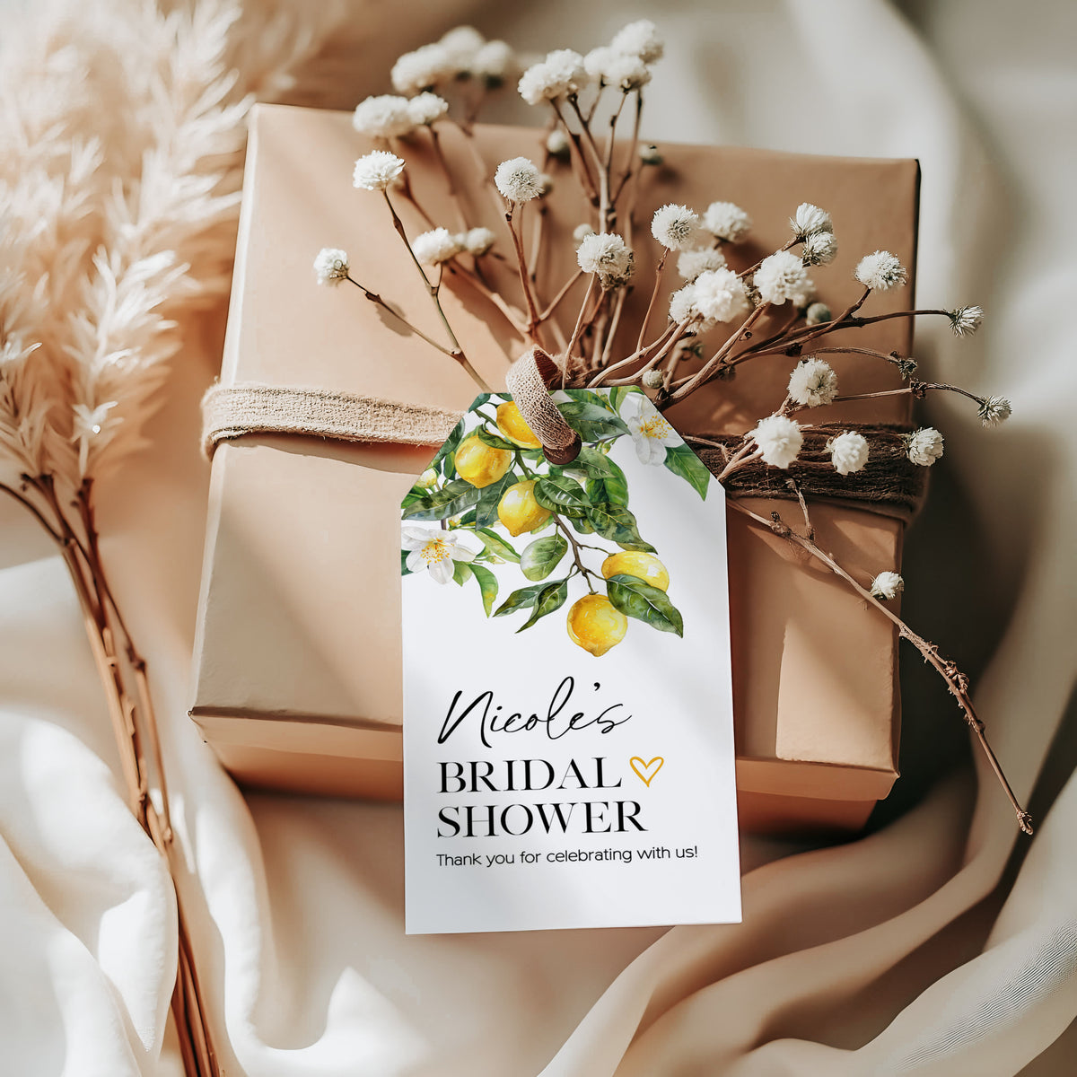 Lemon Floral Bridal Shower Favor Gift Tag